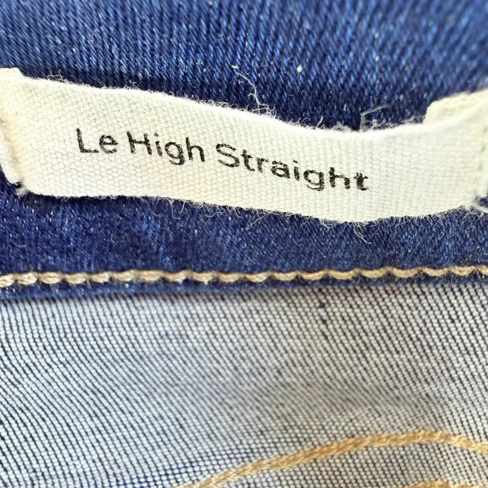 FRAME Le High Straight Jeans Dark Wash Raw Hem Denim Size 30 High Rise Womens‎